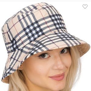 Plaid pattern reversible Bucket hat